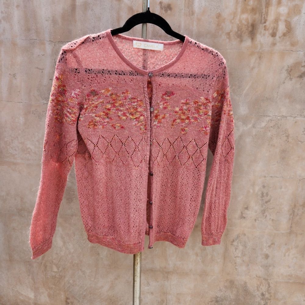 Camela vintage inspired mohair blend cardigan crochet